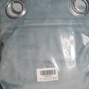 DWCN Stone Blue Velvet Curtains - 84 Inches Long Super Soft Luxury Tieable Windo